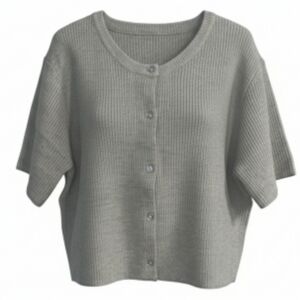 Gray Button-Up Knit Cardigan